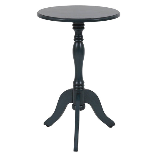 Decor Therapy Simplify Round Pedestal Accent Table, 24" x 15" x 15" - Antique Navy