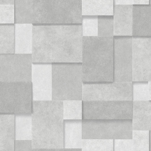 Decorline Duchamp Silver Patchwork Metallic Wallpaper