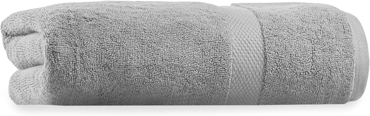 Delara Organic Cotton Bath Sheet 36"x70" 650 GSM Plush Soft Absorbent Quick-Dry Towel, GOTS & OEKO-TEX Certified, Light Grey
