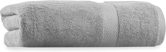 Delara Organic Cotton Bath Sheet 36"x70" 650 GSM Plush Soft Absorbent Quick-Dry Towel, GOTS & OEKO-TEX Certified, Light Grey