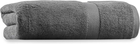 Delara Organic Cotton Plush Bath Towel 30"x58", 650 GSM, GOTS & OEKO-TEX Certified, Ultra-Soft, Quick Dry, Hotel Quality, Dark Grey