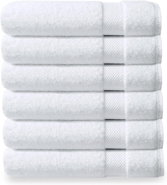 Delara Organic Cotton Washcloths 6-Pack, 13"x13" 650 GSM Plush Soft Quick-Dry Face Towels, Ultra-Absorbent, GOTS & OEKO-TEX, White