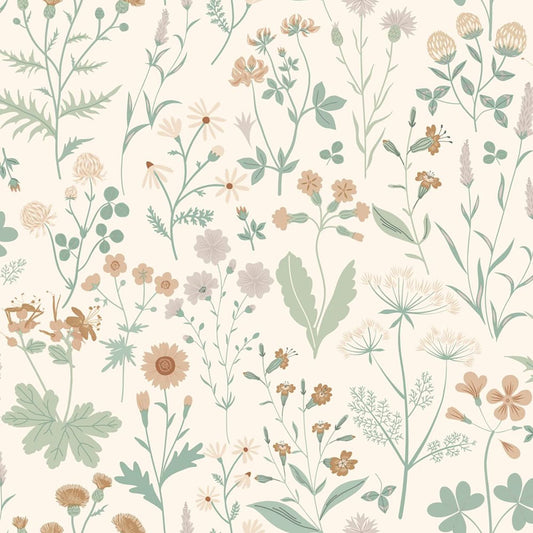 Design Department Letitia Cream Summer Meadows Wallpaper, 20.9-in by 33-ft