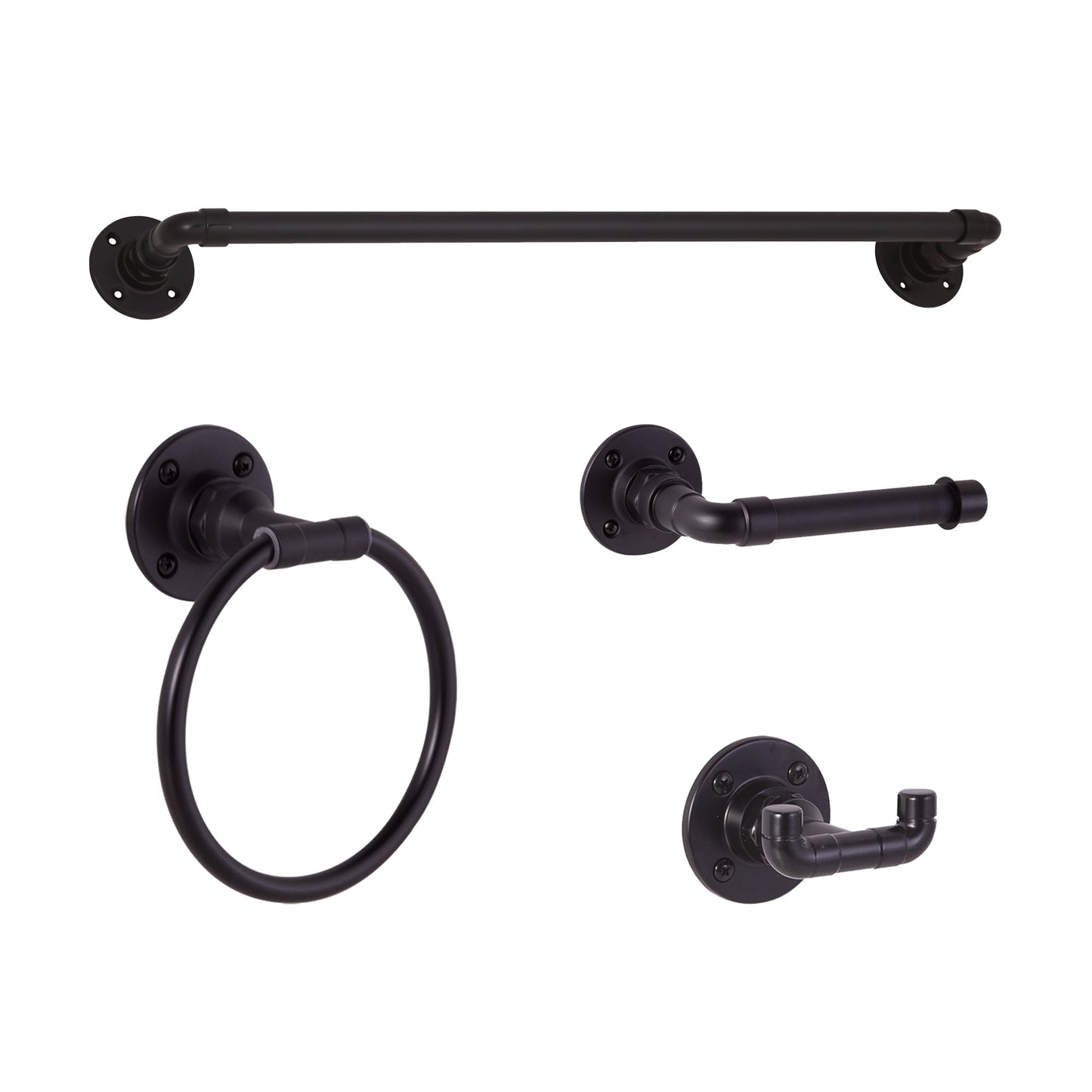 Design House 188581 Kimball 4-Piece Bathroom Hardware Accessory Kit Satin Black