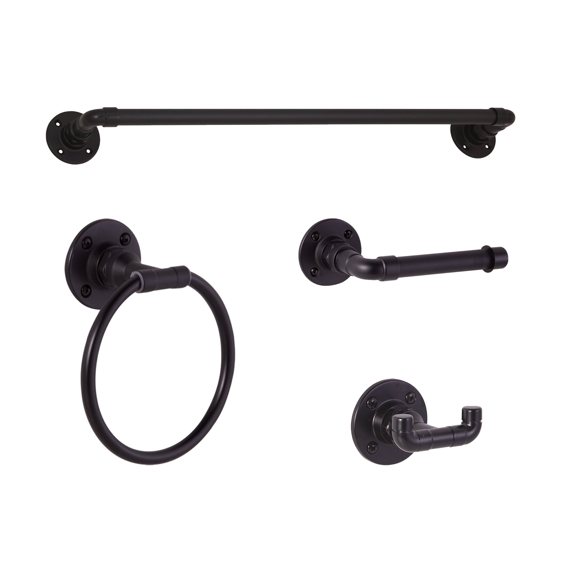 Design House 188581 Kimball 4-Piece Bathroom Hardware Accessory Kit Satin Black