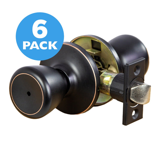 Oil Rubbed Bronze 6-Way Universal Privacy Door Knob, 6-Pack