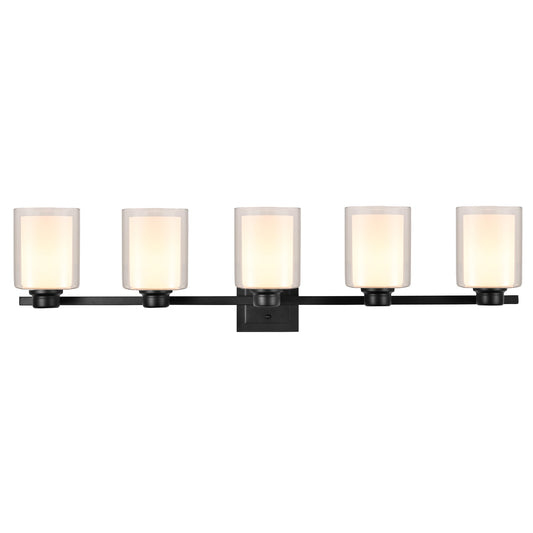 Design House Oslo Modern 5-Light Dimmable LED Vanity Light, Matte Black