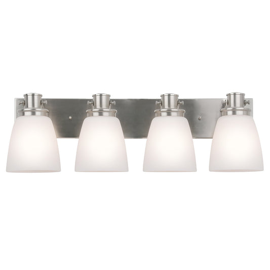 Design House Stasia 28" Satin Nickel 4-Light Dimmable Vanity Light with Frosted Glass