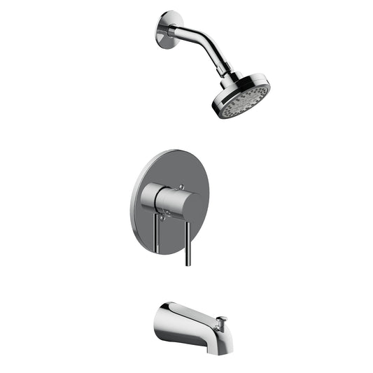 Design House 594051 Eastport II Contemporary Bath and Shower Trim with Single-Function Shower Head, Single-Handle Faucet, Escutcheon and Valve for Bathroom, Polished Chrome