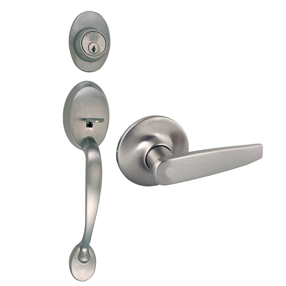 Design House Coventry Handleset with Delavan Interior Lever and Single Cylinder Deadbolt, Satin Nickel