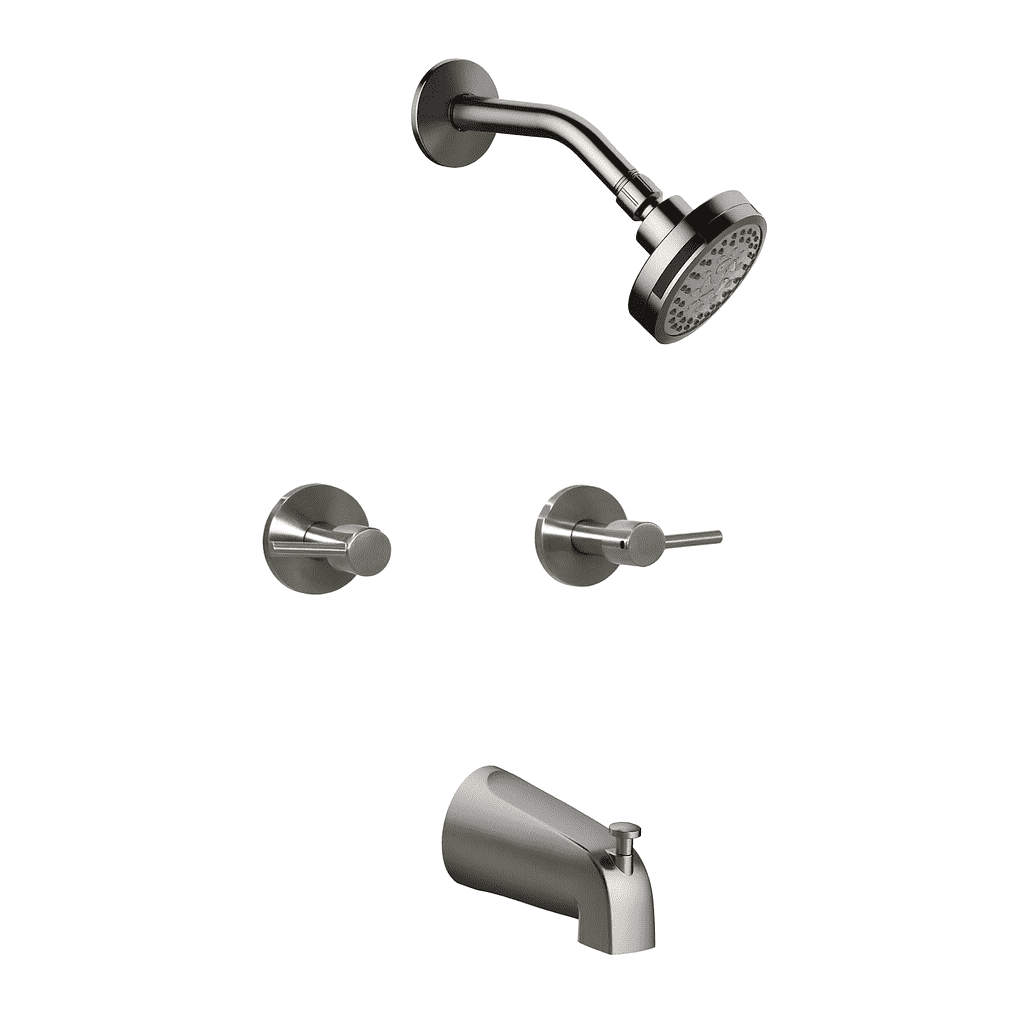 Design House Grifo de BaÃ±era y Ducha de 2 Manijas de Zinc Montado en la Pared en NÃ­quel Satinado Eastport II
