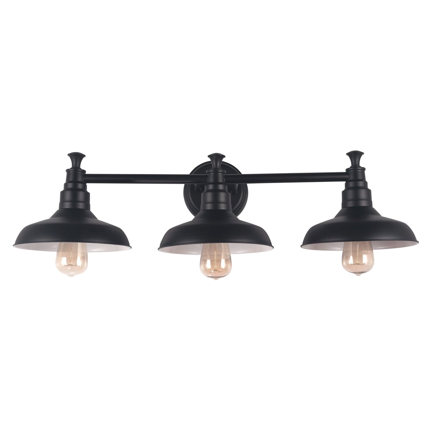 Design House 588533 Kimball Industrial Farmhouse 3-Light Indoor Bathroom Vanity Light Dimmable with Metal Shades for Over the Mirror, Matte Black