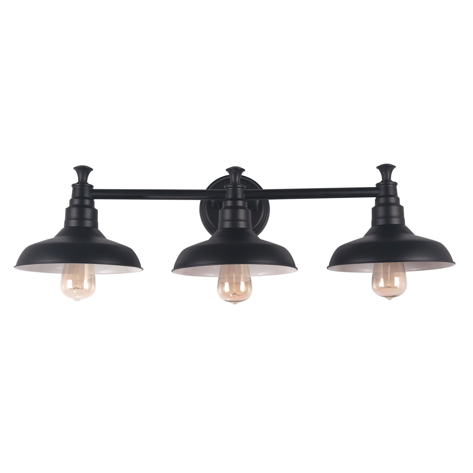 Design House 588533 Kimball Industrial Farmhouse 3-Light Indoor Bathroom Vanity Light Dimmable with Metal Shades for Over the Mirror, Matte Black
