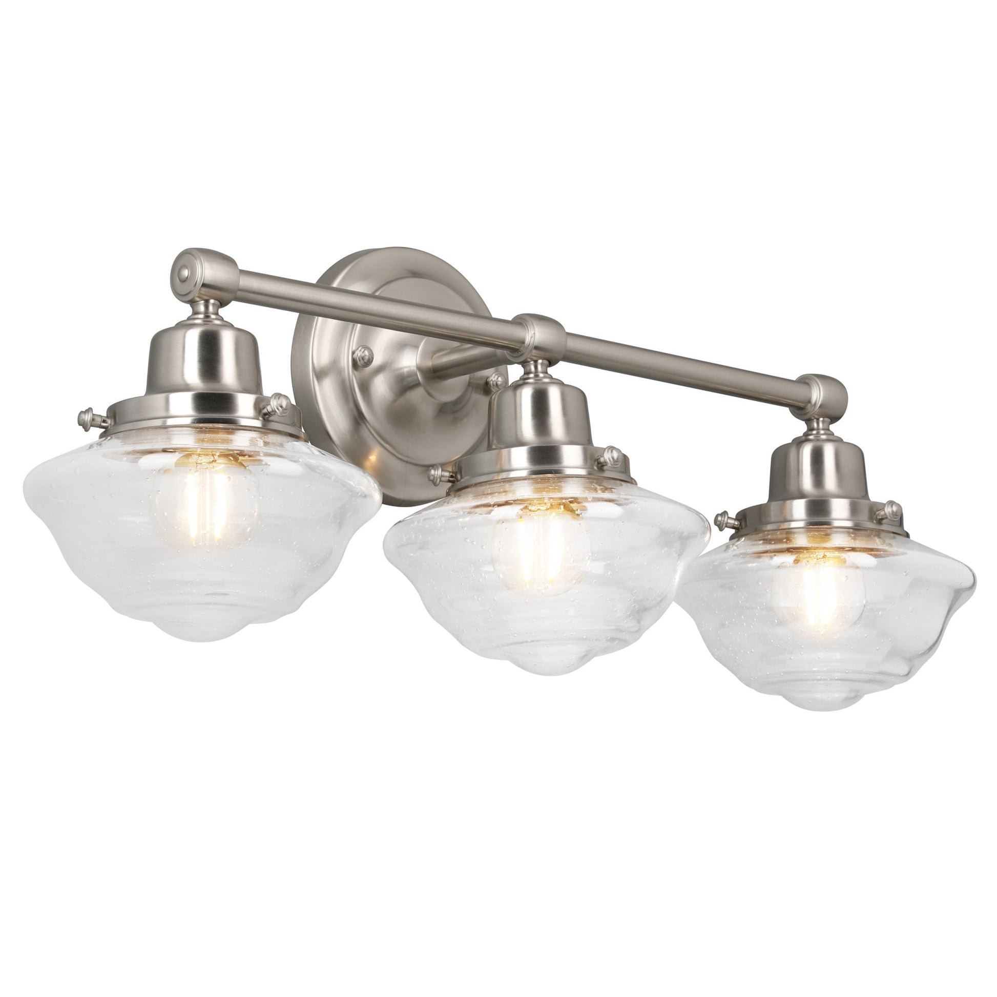 Design House Schoolhouse Vanity Light in Satin Nickel, 3-Bulb