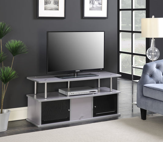 Designs2Go TV Stand with 3 Storage Cabinets and Shelf for TVs up to 55 inches, Gray