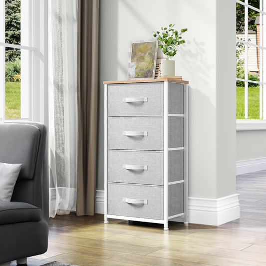 DEXTRUS 4-Drawer Fabric Dresser, Lightweight Chest for Adults & Kids, Storage Closet â€“ Light Gray