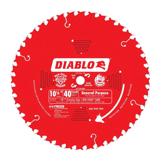 Diablo 10-1/4 in. Dia. x 5/8 in. Carbide Tip Circular Saw Blade 40 teeth 1 pk