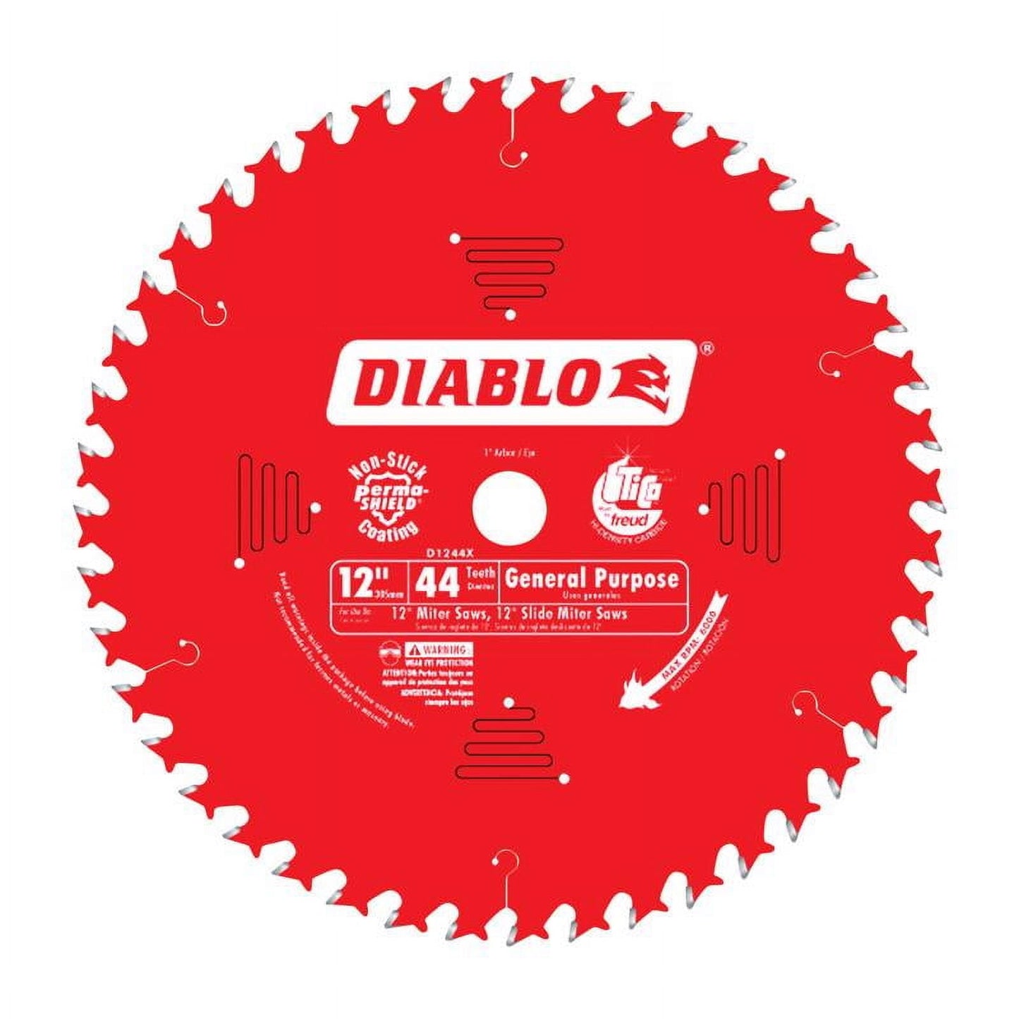 Diablo Hoja de Sierra Circular de Punta de Carburo de 12 Pulg. de DiÃ¡metro x 1 Pulg. 44 Dientes 1 Paquete