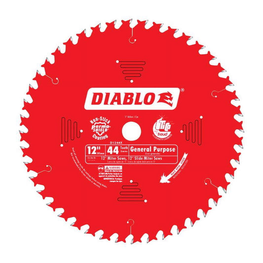 Diablo Hoja de Sierra Circular de Punta de Carburo de 12 Pulg. de DiÃ¡metro x 1 Pulg. 44 Dientes 1 Paquete