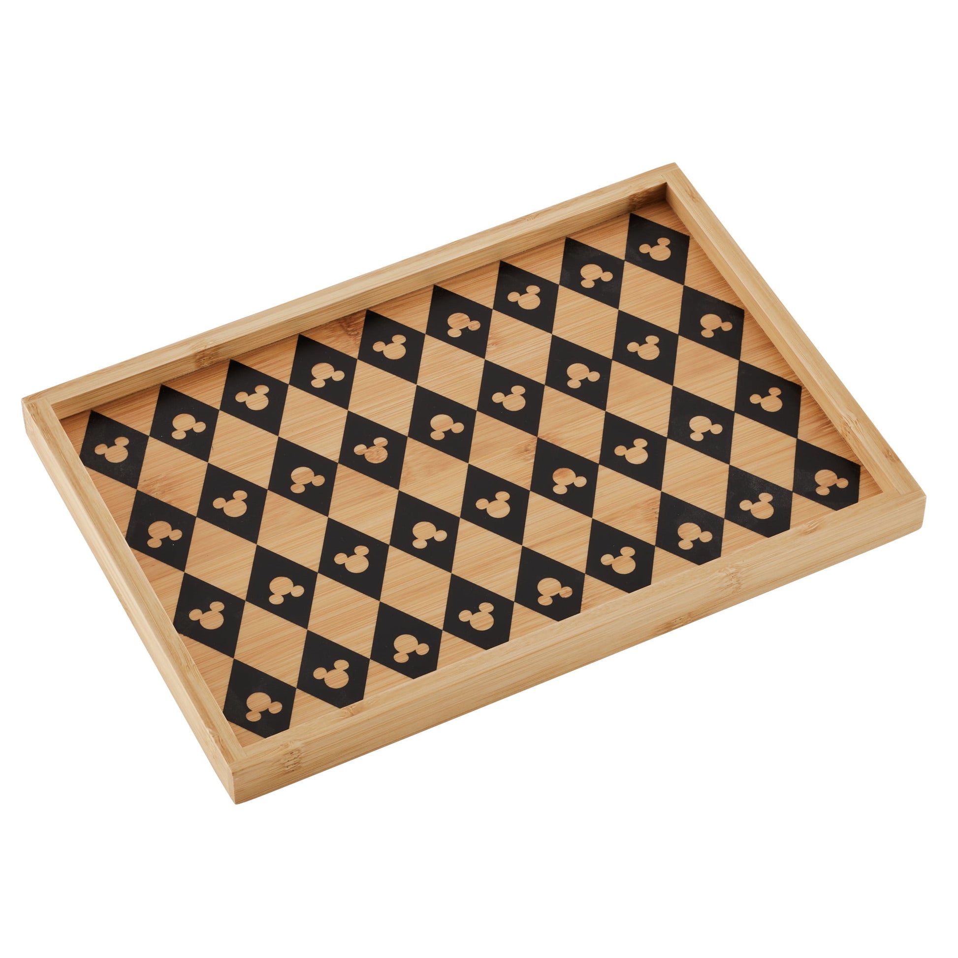 Disney Home Monochrome 10.6 Inch x 7.5 Inch Small Serving Tray features Mickeyâ€™s iconic silhouette, Bamboo
