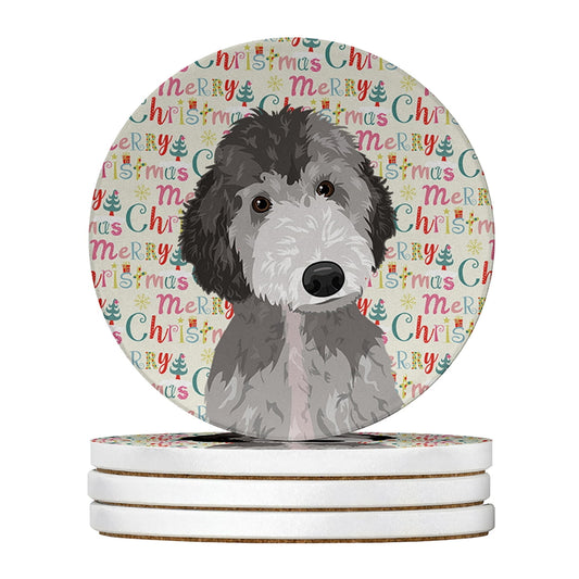 Doodle Silver #1 Christmas Large Sandstone Coasters Pack of 4 4 in x 4 in
