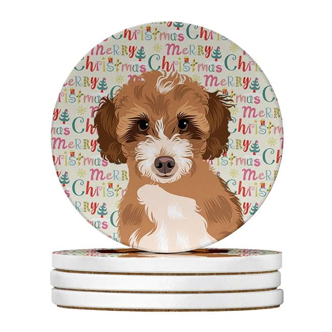 Doodle Tricolor #2 Christmas Large Sandstone Coasters Pack of 4 4 in x 4 in