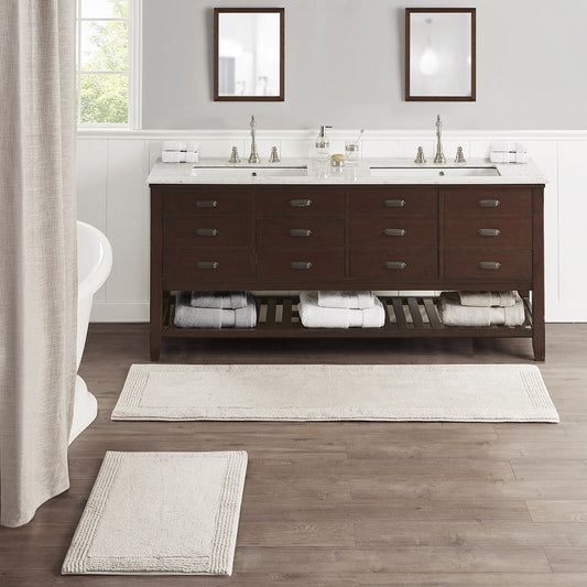MAYEERTY 100% Cotton Tufted Reversible Bath Rug Natural 24" x 72"