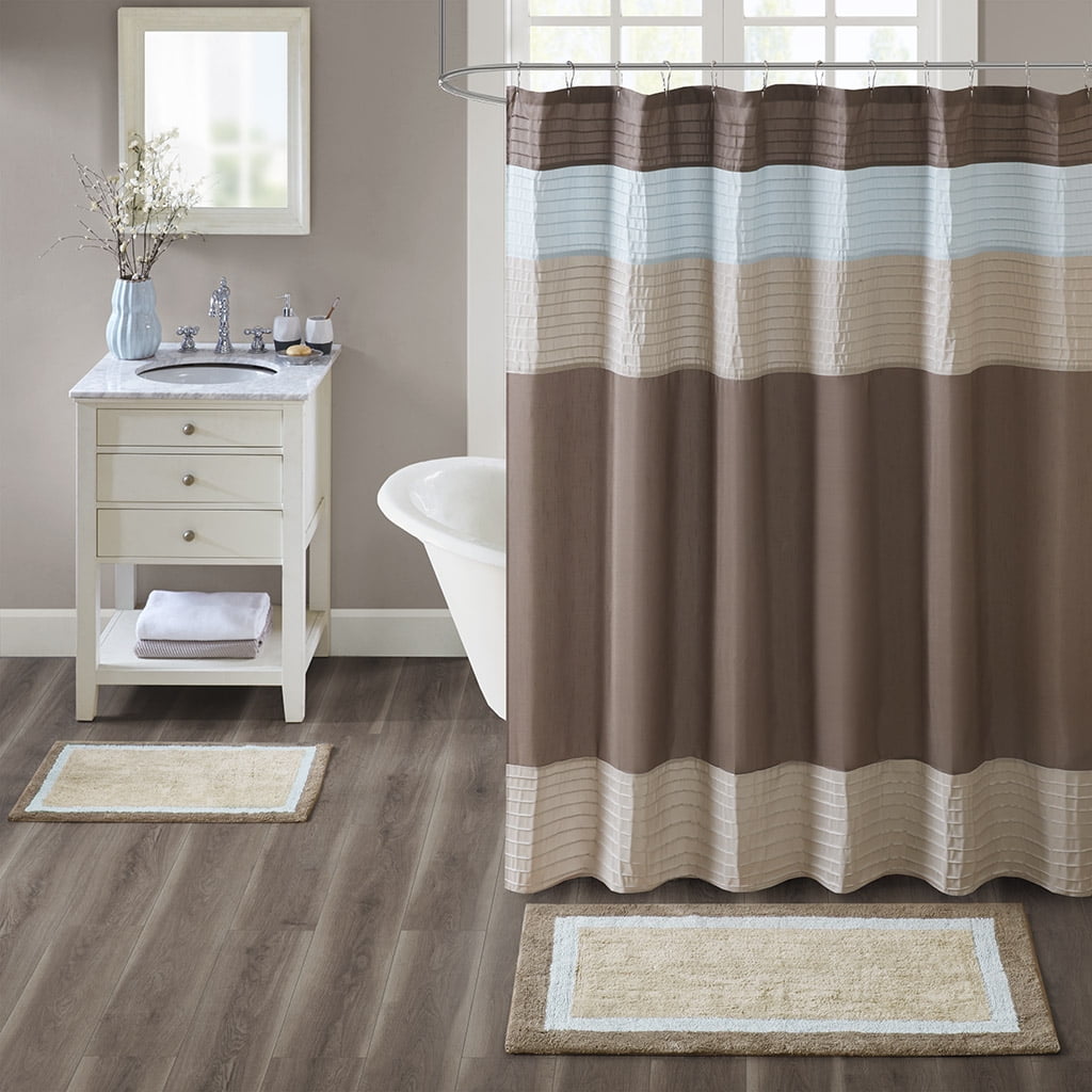 MAYEERTY 100% Medium Pile Cotton Tufted Bath Rug, Blue, 20"W x 30"L
