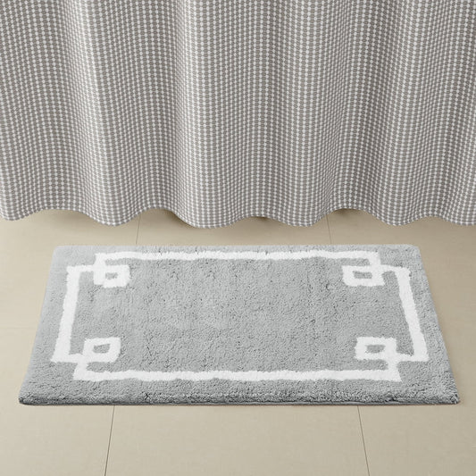 MAYEERTY 100% Medium Pile Cotton Tufted Bath Rug, Grey, 24"W x 40"L