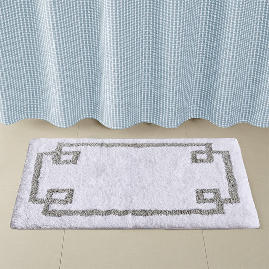 MAYEERTY 100% Medium Pile Cotton Tufted Bath Rug, White, 20"W x 30"L
