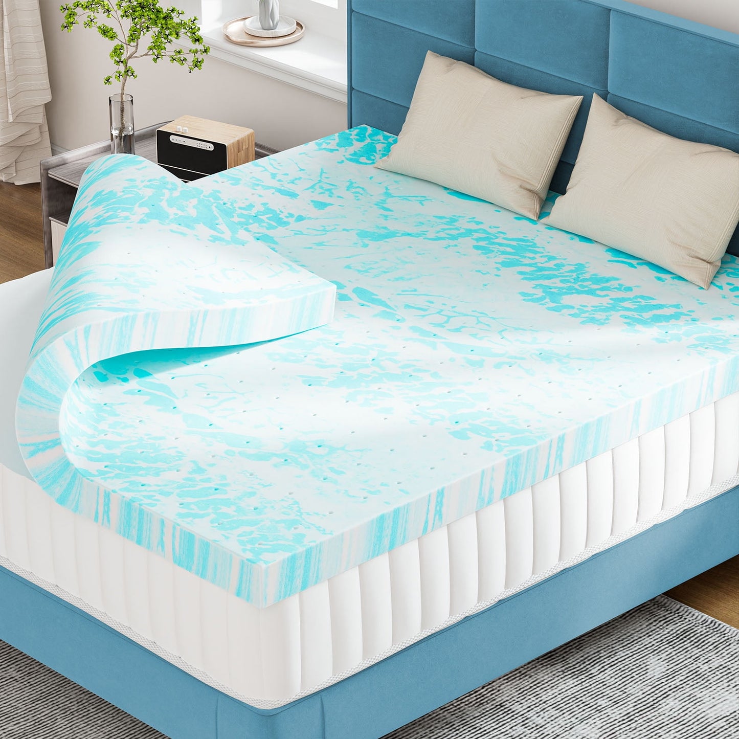 MAYEERTY 3" Memory Foam Mattress Non-Slip Bottom Supportive Camping Mattress Guest Bed