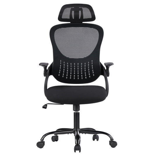 MAYEERTY Ergonomic High Back Mesh Office Chair, Adjustable Computer Desk Chair with Headrest & Flip-Up Armrests, Back Storage for Home Office Study Room