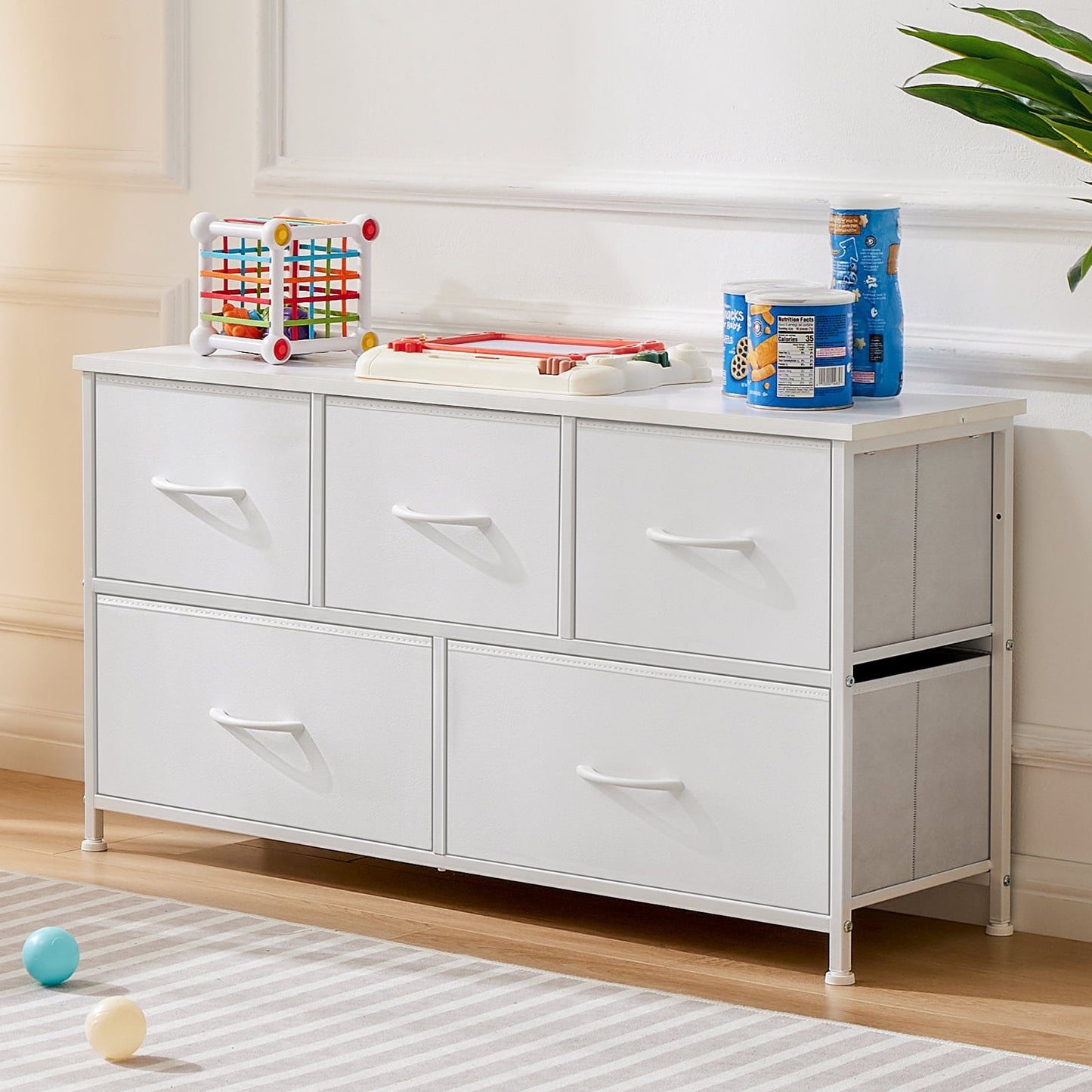 MAYEERTY Fabric Dresser with 9 Drawers for Storage and Organization, 39.4 Inch Tall Chest of Dresser, Gray