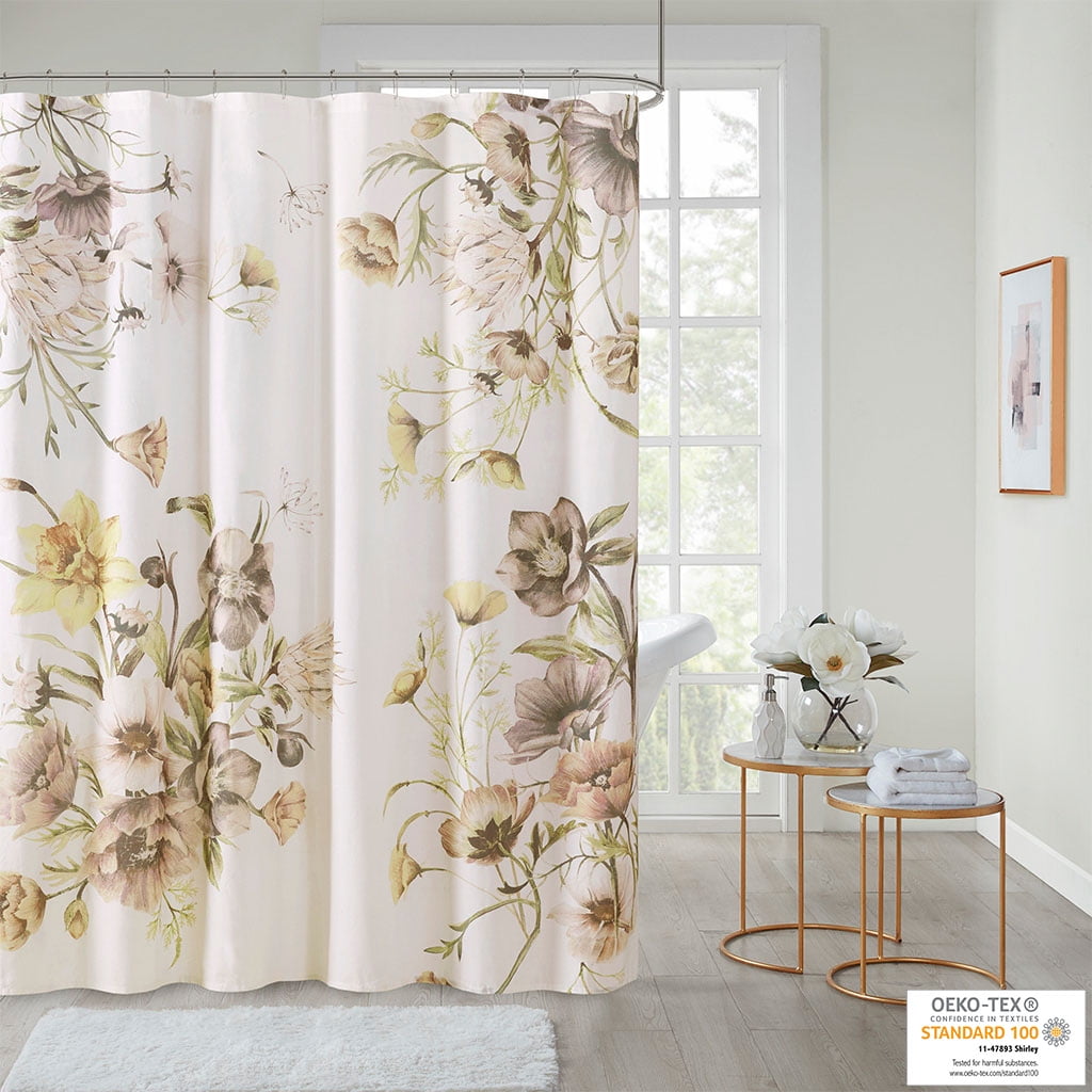 Dovelina Cortina de Ducha de AlgodÃ³n Estampada, 72" x 72", Lavable a MÃ¡quina, Azul