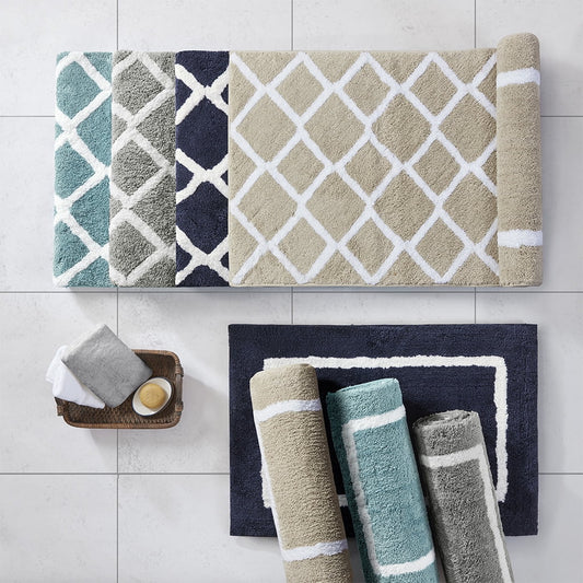 MAYEERTY Reversible High Pile Tufted Microfiber Bath Rug, Aqua, 24"W x 60"L