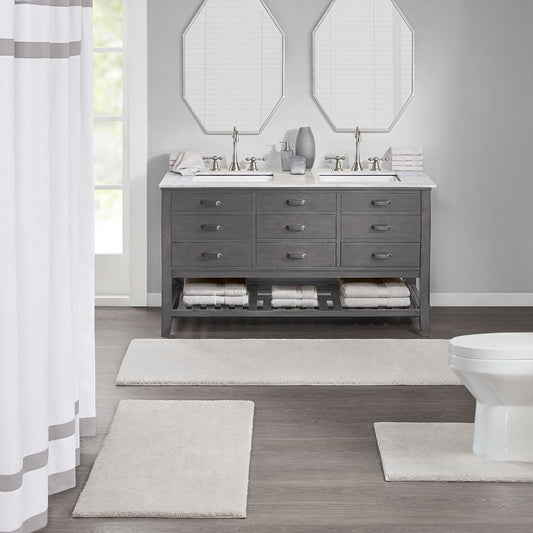 MAYEERTY Soft Polyester Bath Runner Rug, 20" x 24", Taupe