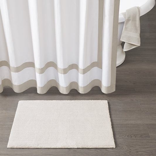 MAYEERTY Soft Polyester Bath Runner Rug, 20" x 30", Ivory