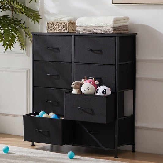 MAYEERTY Tall 8 Drawer, Fabric Storage Tower-Organizer Unit for Bedroom, Living Room, Black