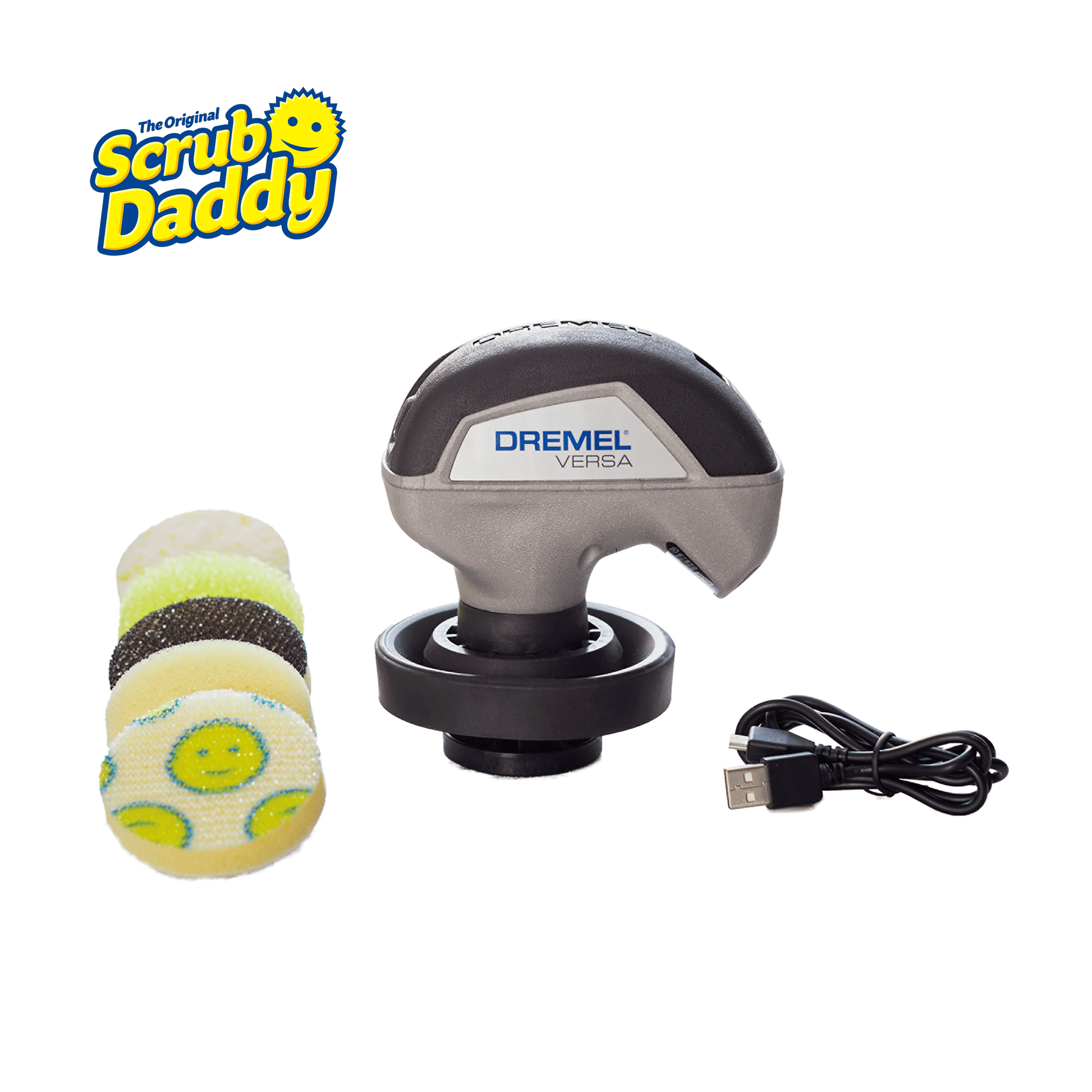 Dremel Versa Power Spin Scrubber con 5 Almohadillas de Esponja Scrub Daddy, Recargable, Impermeable, 2200 RPM Spin Scrubber &nbsp;