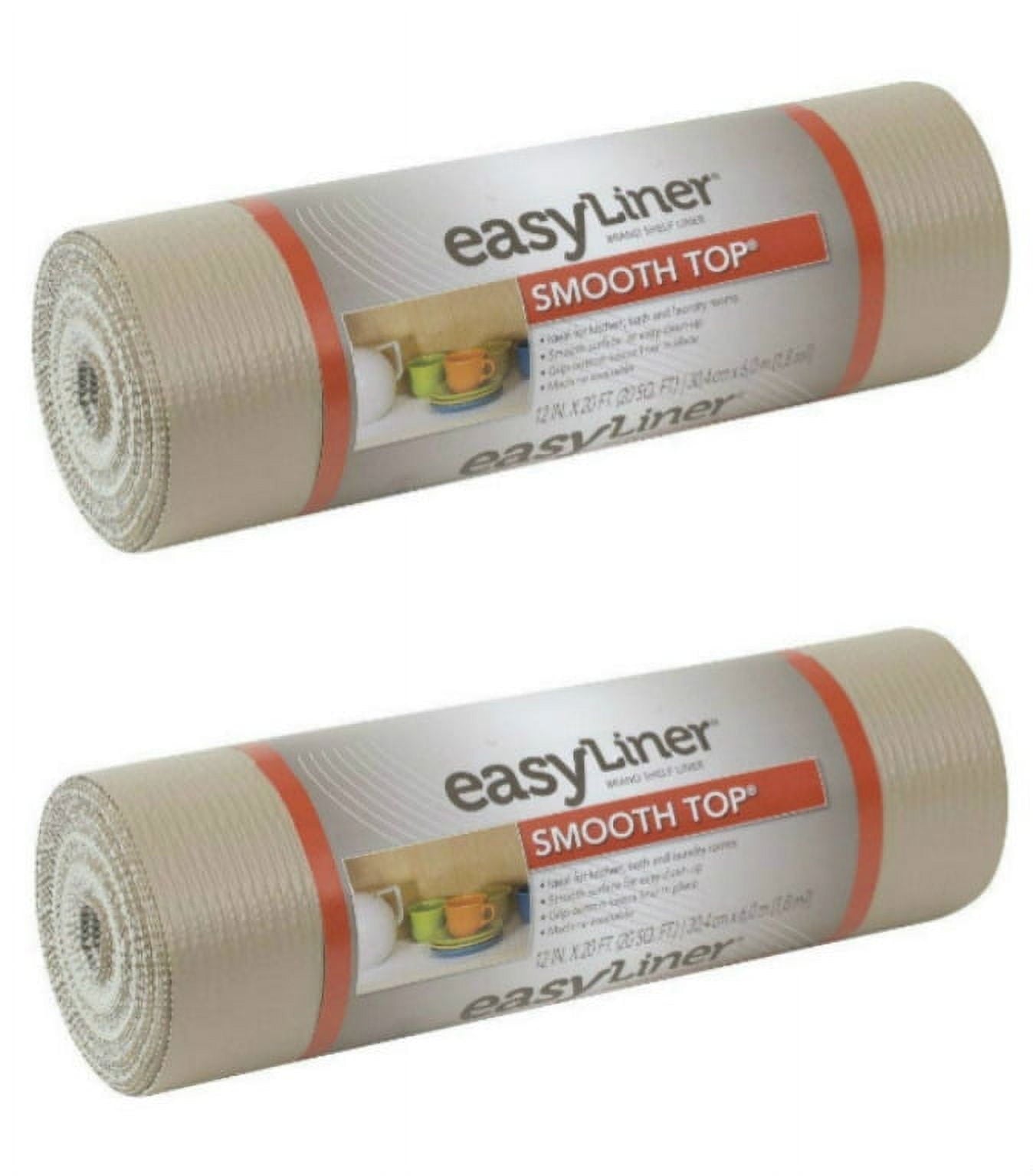 Duck Brand 854357 Smooth Top Easy Liner Non-Adhesive Shelf Liner 12-Inch x 20-Foot, Taupe, 2 Pack