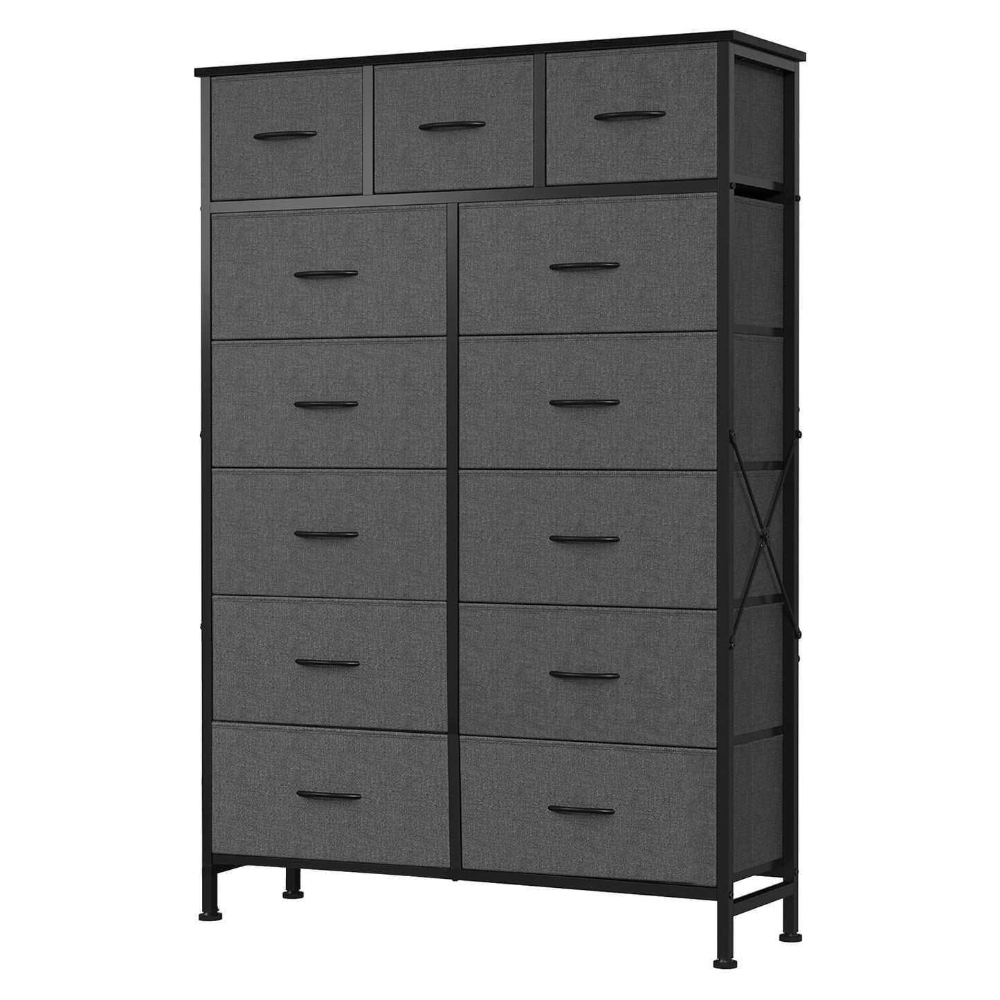edx 13-Drawer Fabric Dresser, Sturdy Steel Frame Storage Cabinet for Bedroom Closet Clothes, Gray