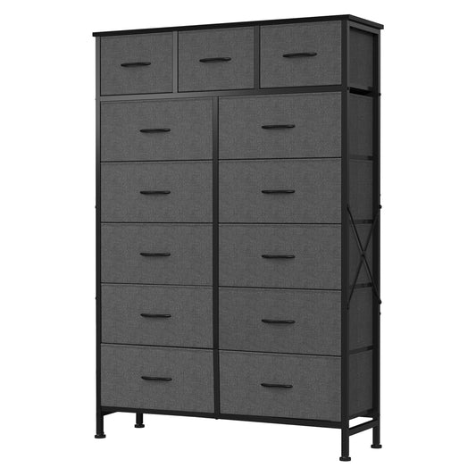 edx 13-Drawer Fabric Dresser, Sturdy Steel Frame Storage Cabinet for Bedroom Closet Clothes, Gray