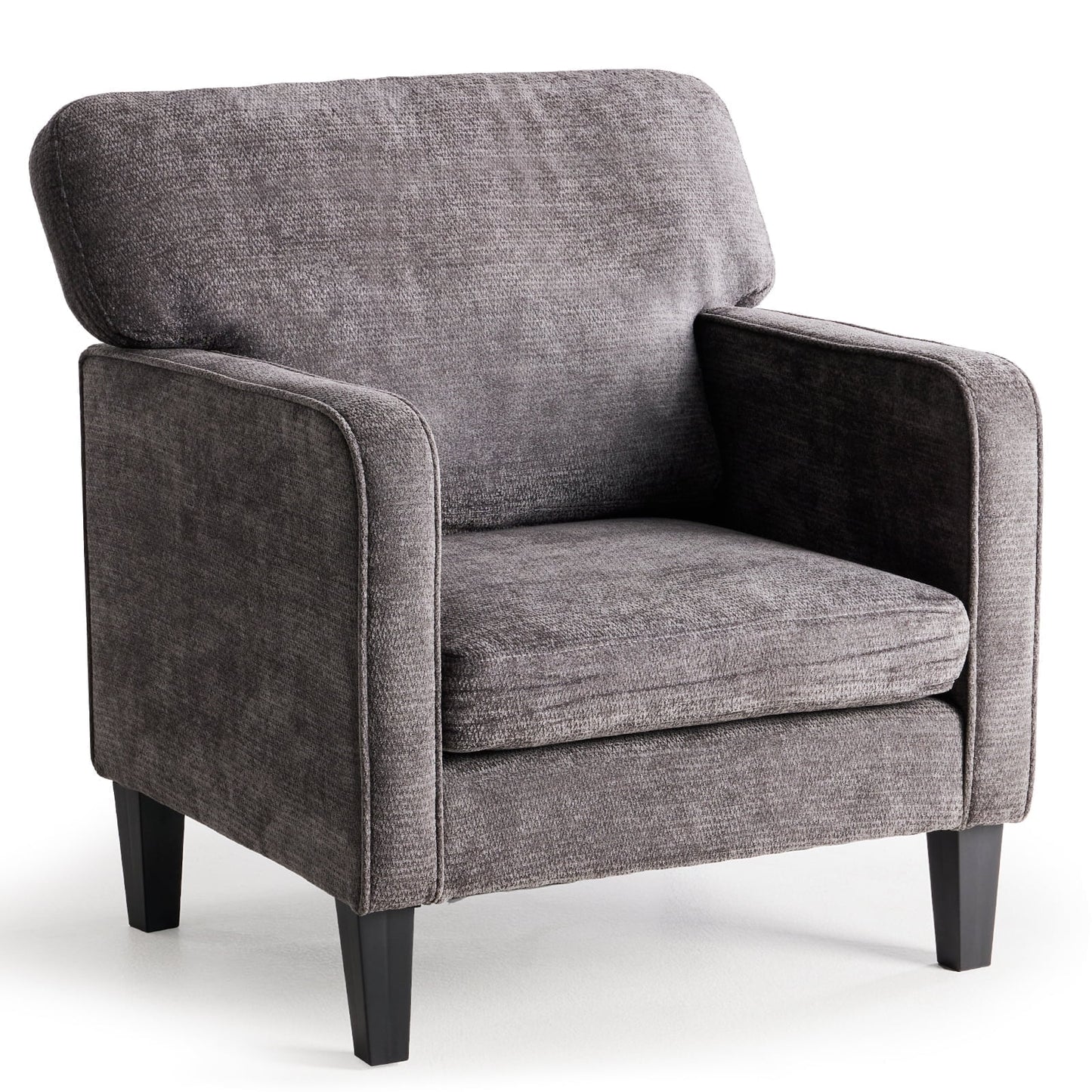 EDX Mid-Century Modern Lounge Chair â€“ Curved Back Upholstered Armchair for Living Room/Bedroom, Ergonomic Reading Chair, Apartment & Office Decor, Gray