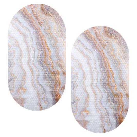 ELLE Paris 2 Pack Oval Bubble PVC Bathmat with Agate Design