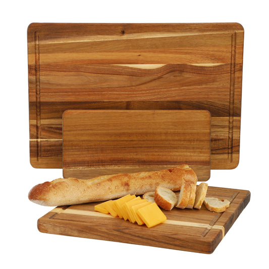 Elama 3 Piece Acacia Wood Cutting, Prep and Serving Boards