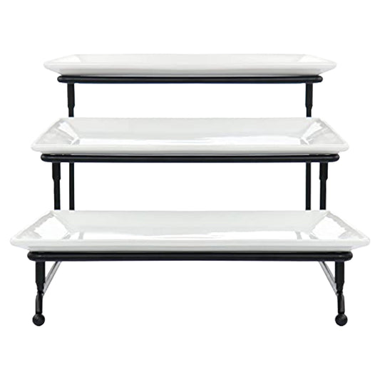 Elama 3 Tier Rectangular Plate Porcelain Serveware Set