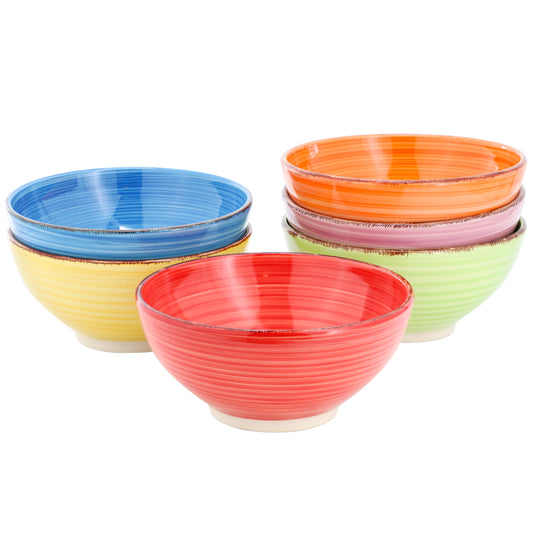 Elama Color Ridge 6.25 Inch 6 Piece Round Stoneware Assorted Bowl Set