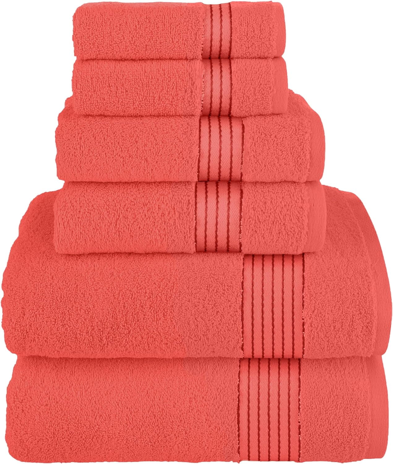 Elegant Comfort Cotton 6-Piece Towel Set, Includes 2 Washcloths, 2 Hand Towels and 2 Bath Towels, 100% Turkish Cotton - Highly Absorbent and Super Soft Towels for Bathroom, Navy