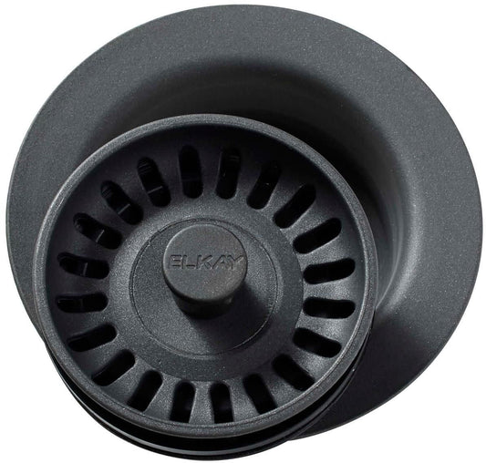 Elkay Polymer 3-1/2" Disposer Flange with Removable Basket Strainer and Rubber Stopper Charcoal