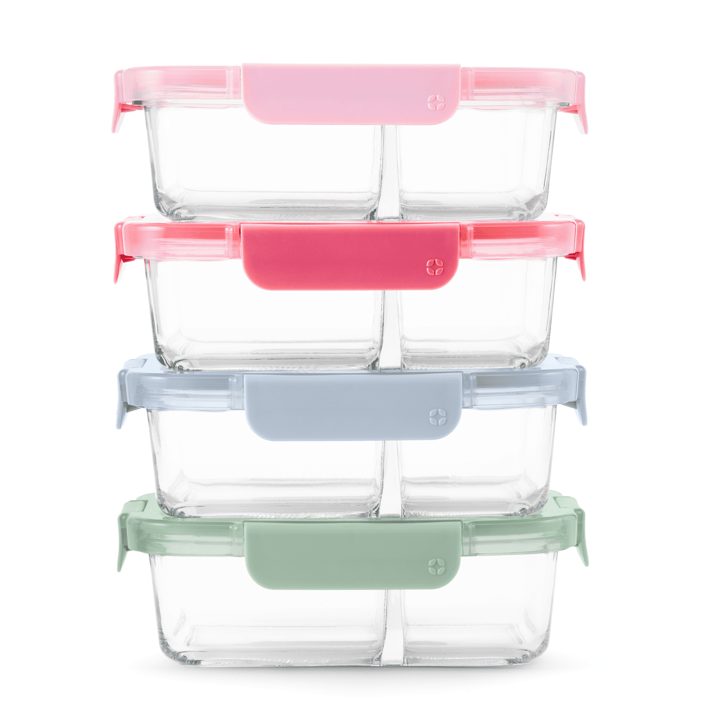 Ello Color Lock 8pc 3.4 Cup Divided  Glass Meal Prep Set